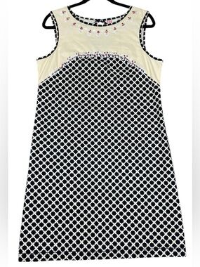 Chelsea & Violet Beaded Geometric Floral Preppy Stylish Versatile Sheath Dress L